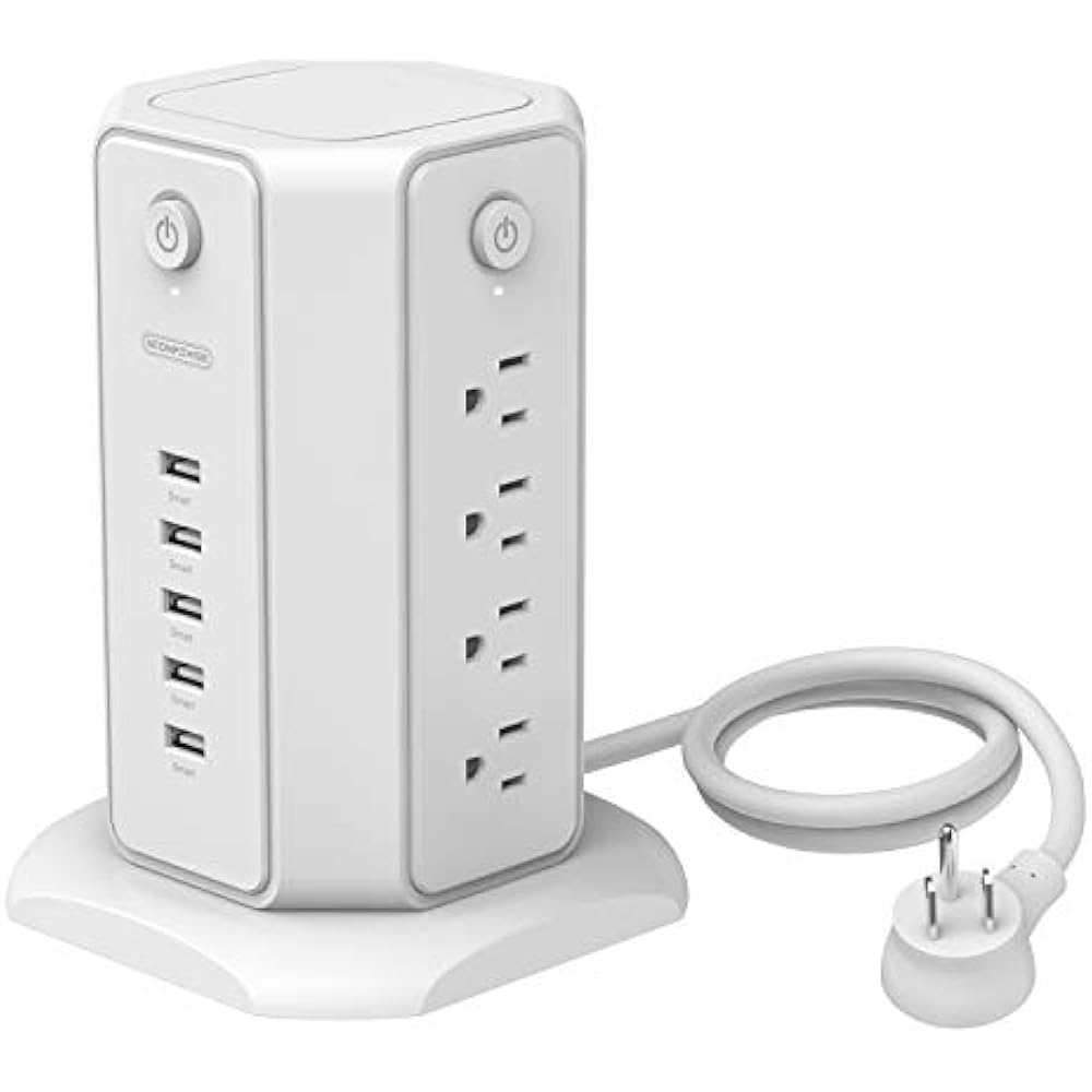 Power Strip Tower NTONPOWER Surge Protector Flat Plug, 8 Outlets 5