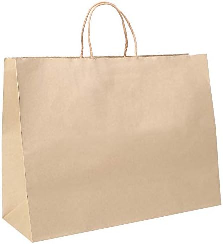 Corodo Kraft Paper Bags, 50Pcs 16"x6"x12" Shopping Bag, Kraft Bags, Party Bags, Gift Bags with Handles Brown Color 100% Recyclable Paper