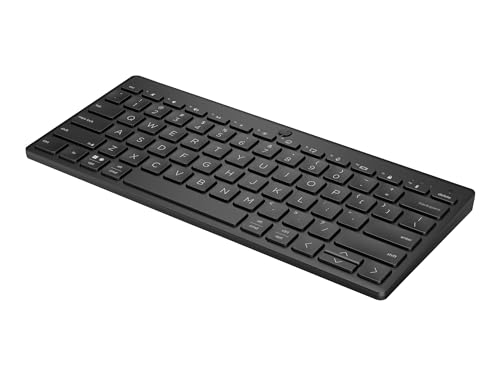HP 350 Kompakte kabellose Tastatur für mehrere Geräte (Bluetooth 5.2, Windows, MacOS, iPadOS, Chrome OS, Android, iOS) QWERTY Spanisch, Schwarz