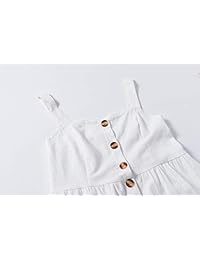 Vestido sin mangas casual para mujer Vestido largo con botones y tirantes Vestido de bolsillo con abertura frontal