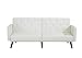 Jolene Tufted Split Back Futon, Mid Century Modern Convertible Sofa Bed for Small Rooms, Faux Leather Couch with Elegant Design, Perfect for Your Modern Living Room or Guest Room - White, Faux Leather