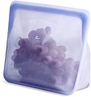 Stasher 100% Silicone Food Grade Reusable Storage Bag, Amethyst (Stand-Up) | Plastic Free Lunch Bag | Cook, St