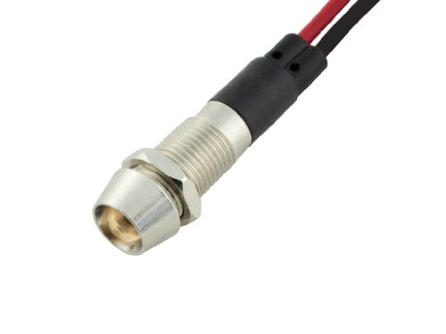 Alpinetech PL8-A 8mm 5/16" Amber 12V LED Metal Signal Indicator Pilot Dash Light