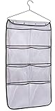 MISSLO Durable Hanging Closet Double Sided Bra Stocking Clothes Socks Organizer 15 Large Mesh Pockets, White