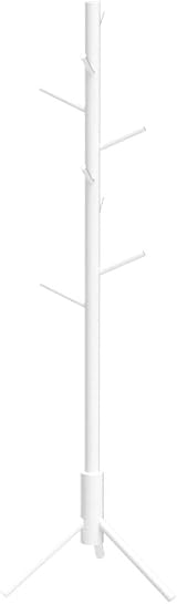 VASAGLE RCR04WT Wooden Coat Rack 8 Hooks Adjustable 3 Heights White view 4
