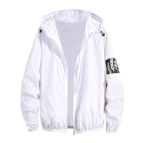Fanteecy Fishing Hoodie UPF 50 Dri Fit Sunblock Shirt Long Sleeve Quick-Dry Windproof Jacket Sports Sweatshirt White