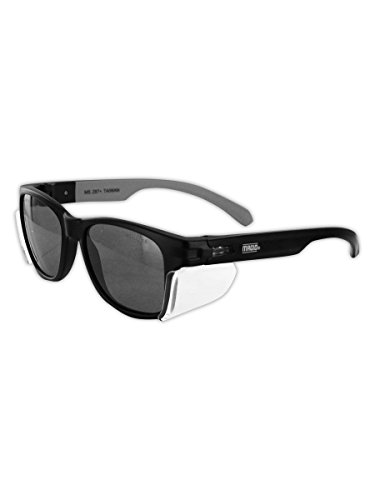 Magid Classic Black Safety Glasses | Iconic Design Series Y50BKAFGY with Side Shields and Cloth Case - UV Protection, Anti Fog Coating, Grey Lens (1 Pair)