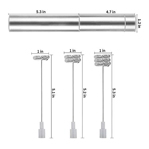 Elektrischer Schneebesen, Milchaufschäumer, Handschaumbereiter, tragbarer Getränkemischer mit 3 Schneebesen und einem… – Bild 6