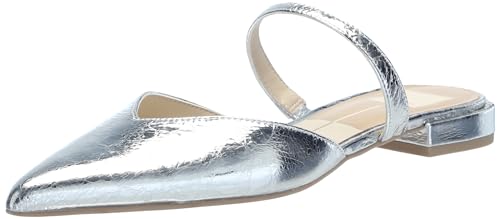 Dolce Vita Women’s Kanika Low Heeled Sandal, Silver Distressed Leather, 8.5