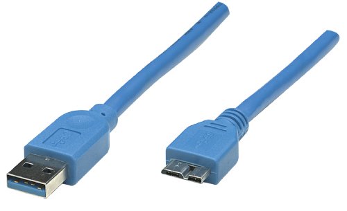 Manhattan USB 3.0 Cable A Male/Micro B Male Blue 6.6-Feet/2m (325424)