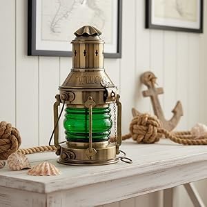Classic Oil Lamp Table Lanterns for Home, Garden, Camping Citronella ( Green Glass)