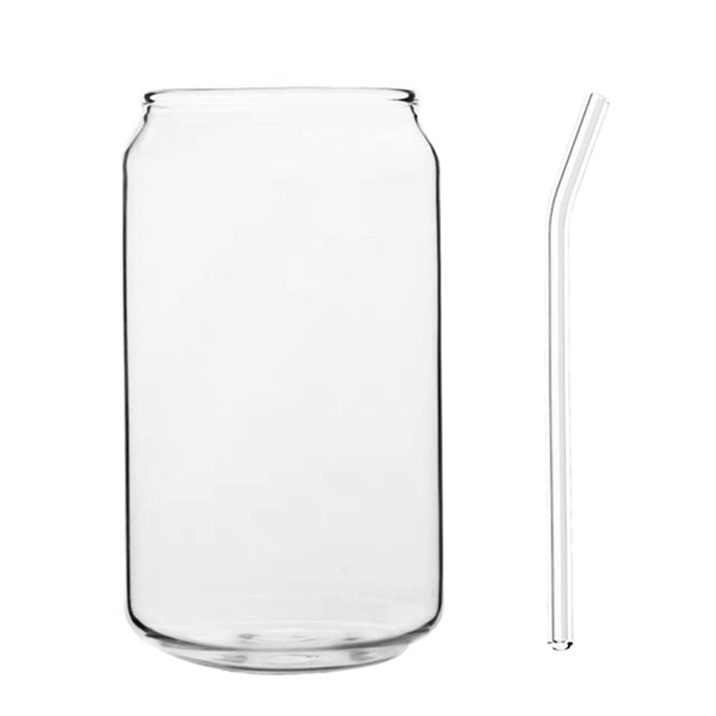 Yardwe Glass Drinking Cup, Transparent Juice Cup with Straw, 350ml Drinking Glasses Tall Water Juice Drinking Glasses for Juice, Milk, Coffee, Tea