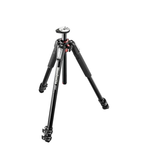 Manfrotto MT055XPRO3 Aluminium-Stativ mit 3 Segmenten – Ergonomisches Design für DSLR, Kompakt- & spiegellose Kameras, Schwarz