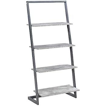 Convenience Concepts Graystone 4-Tier Ladder Bookcase, Faux Birch/Slate Gray Frame