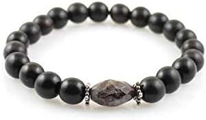 Zen Series: Mala Bracelet With Leopardskin Jasper, Black Ebony