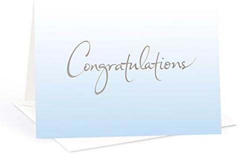 Atsui Cards, Box Set of 8 Note Cards - Congratulations (Light Blue Gradient)