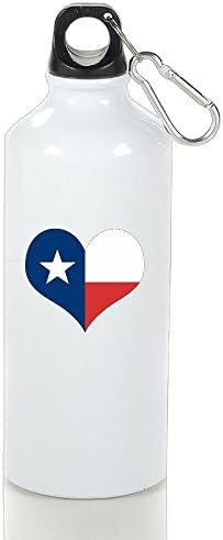 Heart Shaped Texas Flag Aluminum Sports Water Bottle, Great For Outdoor And Sport Activities