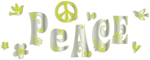 Lot 26 Studio Adhesive Screen Printed Wall Mirrored Stickers, Peace, 12 by 6-Inch