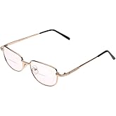 BETSION Bifocal Progressive Reading Glasses Gold Metal Frame Men Women Square Full Rim A line Bifocal Eyeglasses