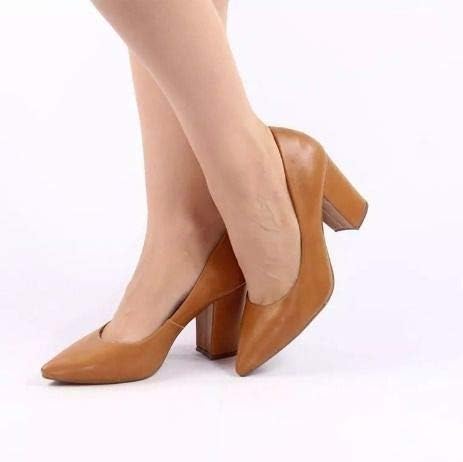 scarpin marrom salto grosso