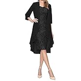 2-Piece Wedding Guest Dresses for Women Elegant Lace Dress with Chiffon Jacket Formal Cocktail Evening Outfit