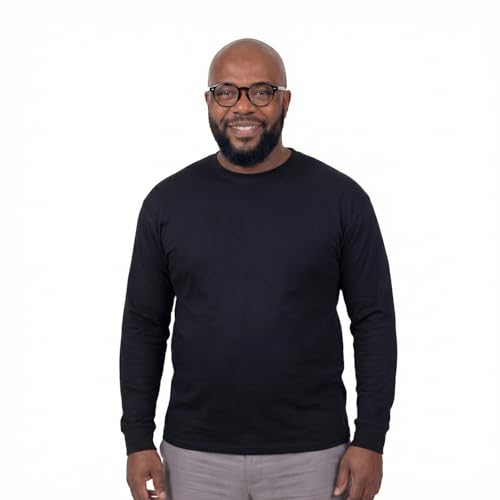 ADAMO Basic Shirt Herren Langarm schwarz Rundhals bis Übergröße 12XL, Größe:3XL