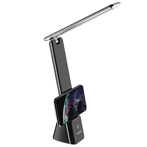 Foldable LED Desk Lamp with Phone Holder, Nioe Battery Operated Table
