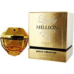 Paco Rabanne Lady Million Absolutely Gold by Paco Rabanne for Women: Pure Perfume Spray 2.7 Oz