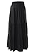 TRENDY UNITED Women's Bohemian Style High Waist Shirring Ruffle Pocket Skirt (S0059-BLK, XXL)