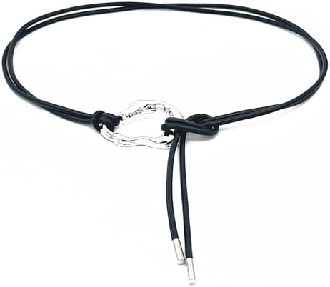 eartif Womens Leather Rope Belt for Dress Fashion Black Thin 