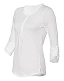 Alternative - Ladies' Rolled Sleeve Scoopneck Henley, White XL