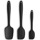 Silicone Spatula 3-piece Set, High Heat-Resistant Good Grips Spatulas, Non-stick Rubber Spatulas With Stainless Steel Core (Black)