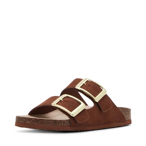 Madden Girl Women’s Bodiee Slide Sandal, Chestnut Fabric, 6