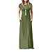 Howstar Women's Casual Long Dress Solid Short Sleeves Maxi Dresses for Ladies Party Dress with Pockets (2XL, Green)