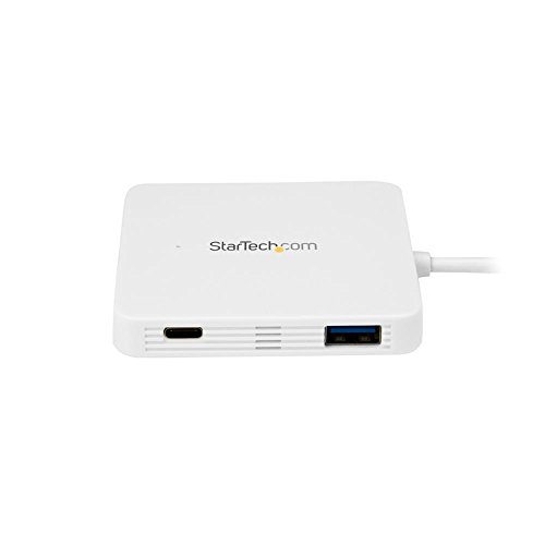 StarTech.com USB C Hub - Powered - White - 3 Port USB-C to USB-A (3x) and GbE RJ45 (1x) - USB to Ethernet - USB Port Expander