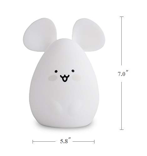 ATOMFIT LED Nursery Night Lights for Kids: Cute Animal Silicone Baby Night Light with Touch Sensor and Remote - Portable and Rechargeable Infant or Toddler Cool Color Changing Bright (Mouse)