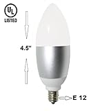 6 Watt, LED Candelabra E12 Base Light Bulb (60w Incandescent Replacement), Omni directional, 550 Lumens, Warm White 3000k, Chandelier Torpedo Shape, Frosted Glass Cover, Silver Base -UL Listed-