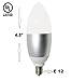 6 Watt, LED Candelabra E12 Base Light Bulb (60w Incandescent Replacement), Omni directional, 550 Lumens, Warm White 3000k, Chandelier Torpedo Shape, Frosted Glass Cover, Silver Base -UL Listed-