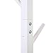 Premium Wooden Coat Rack Free Standing, with 8 Hooks Lacquered Pine Wood Tree Coat Rack Stand for Coats, Hats, Scarves, Clothes, and Handbags (White)