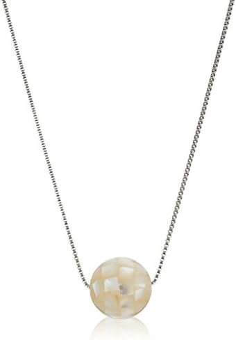 West Coast JewelryWomens Mother of Pearl Bead Stainless Steel Pendant Necklace, 18-Inch, White