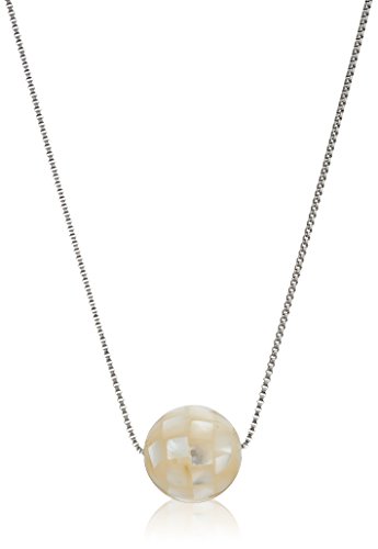 West Coast JewelryWomens Mother of Pearl Bead Stainless Steel Pendant Necklace, 18-Inch, White
