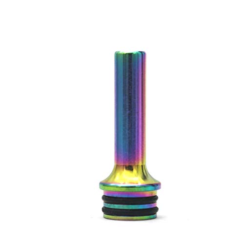 RUIYITECH 1 Piece Replacement 510 Stainless Steel Long drip tip for 510 Atomizers (Rainbow)
