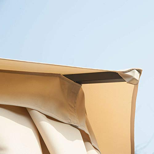 AyaMastro 9.25'H Black/Beige 2Tier Gazebo Canopy Outdoor Shelter Tent w/Zippered Curtain with Ebook