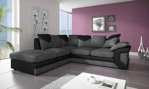 FURNITURE HUT UK LARGE DINO CORNER SOFA BLACK/GREY (Left)