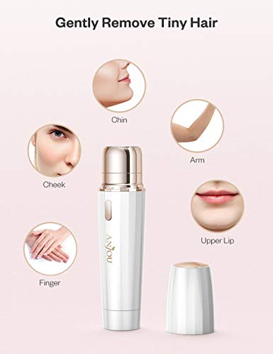 Facial Hair Removal for Women, Anjou Battery Operated Portable Hair Remover, IPX 6 Waterproof, Hair Trimmer for Fingers, Cheeks, Chin, Upper Lip, Arms