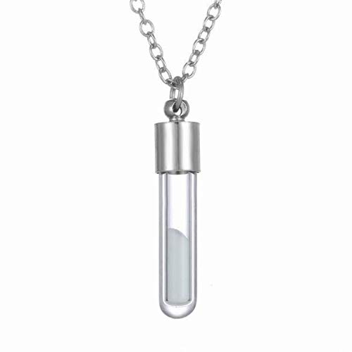 Luminous Pendant Necklace,Haluoo Creative Glow in The Dark Transparent Glass Bottle Pendant Necklace Silver Long Sweater Chain Necklace for Women Teen Girls Kids Toy Jewelry Gifts (Transparent)