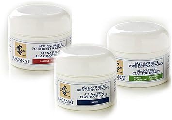 Arganat All Natural Clay Toothpaste, 1 Nature, 1 Cinnamon and 1 Whitening (Peppermint), Total of 5.1 Fl.oz, 6 Months (Pack of 3)