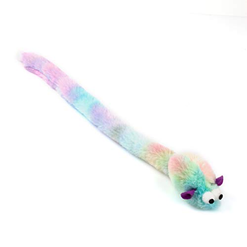 Chiwava 4 Packs 15 Inch Long Soft Plush Cat Toys Mice with Bell Rustle Sound Small Mouse Activity Interactive Toy