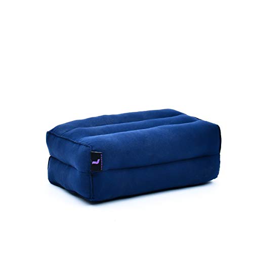 Leewadee Yoga Block Pilates Brick Eco-Friendly Organic and Natural, 14x7x5 inches, Kapok, Blue