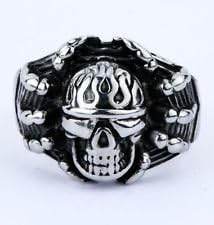 Skullcando Men's Pirate King Evil Demon Skull 316L Stainless Steel Rings Silver Spider Men's Ring US Size 12